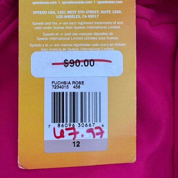 Speedo Women’s One Piece Swimsuit Pink Fuchsia Rose 12 NWT - Picture 4 of 9
